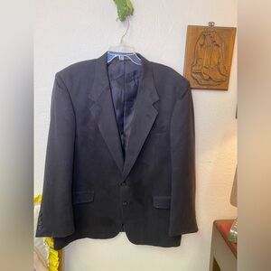 Members Only Classic Blazer 46R Faux Suede Microfiber Black Sport Coat Jacket